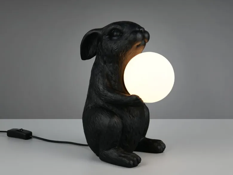 Besondere Tischleuchte RABBIT Hasenlampe Schwarz, Höhe 28cm