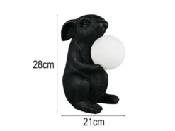 Besondere Tischleuchte RABBIT Hasenlampe Schwarz, Höhe 28cm