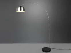 Bogenlampe ARGENTINA Schirm Metall Silber, große Ausladung, Höhe 200cm