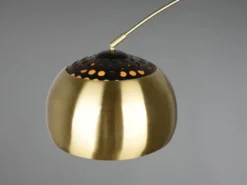 Bogenlampe Schirm Metall Messing Gold mit E27 LED, große Ausladung, Höhe 200cm