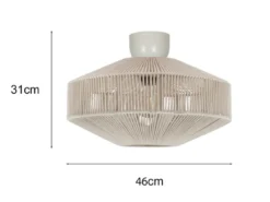 Boho Deckenleuchte SVEA Lampenschirm aus Baumwolle Beige, Ø 46cm