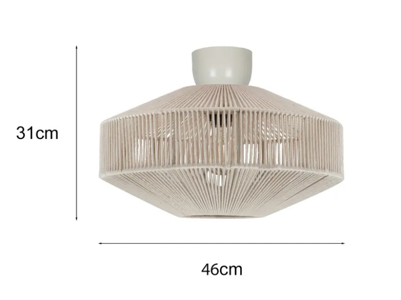 Boho LED Deckenleuchte Lampenschirm aus Baumwolle Beige, Ø 46cm