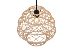 Boho LED Pendelleuchte mit Lampenschirm geflochten aus Hanfseil, Ø 38cm