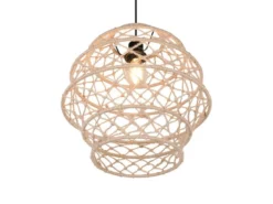Boho LED Pendelleuchte mit Lampenschirm geflochten aus Hanfseil, Ø 38cm