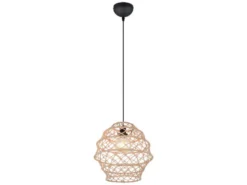 Boho Pendelleuchte HIVE mit Lampenschirm geflochten aus Hanfseil, Ø 38cm