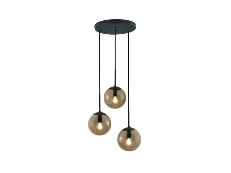 Cluster Pendelleuchte BALINI 3-flammig mit Rauchglas Kugeln, Ø 30cm
