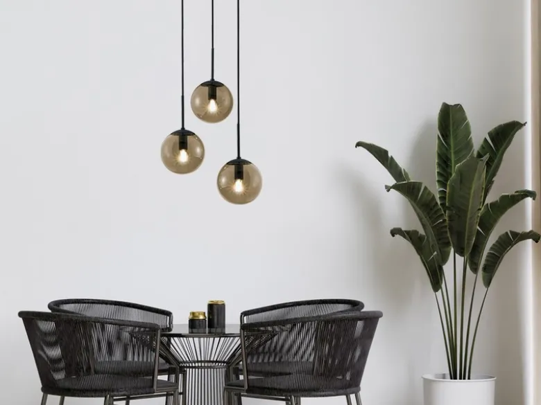 Cluster Pendelleuchte BALINI 3-flammig mit Rauchglas Kugeln, Ø 30cm