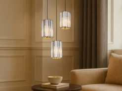 Cluster Pendelleuchte RUN 3-flammig mit Rauchglas Kristall Ø 35cm