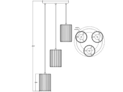 Cluster Pendelleuchte RUN 3-flammig mit Rauchglas Kristall Ø 35cm
