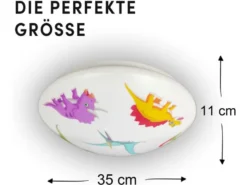 Coole Deckenlampe mit Dino Motiv fürs Kinderzimmer, bunt Ø 35cm