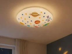 Coole Deckenlampe mit Weltall Motiv fürs Kinderzimmer, bunt Ø 35cm
