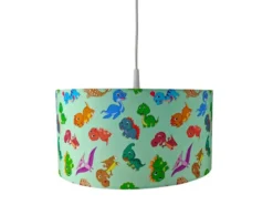 Coole Dino LED Hängelampe für Kinderzimmer mit Stoffschirm, bunt Ø 35cm