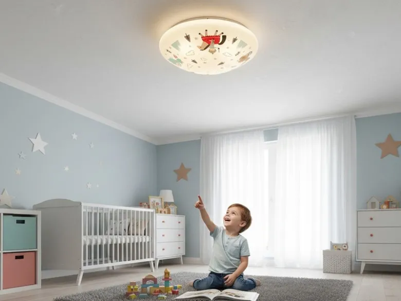 Coole LED Deckenleuchte dimmbar mit Ritter Motiv fürs Kinderzimmer, bunt Ø 35cm