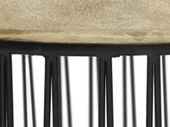 Couchttisch 2 teilig Korbtisch Metall Schwarz mit Tischplatte Gold, Höhe 46cm