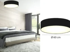 Deckenlampe CEILING DREAM, Stoff Schwarz / Abdeckung satiniert, Ø 60cm