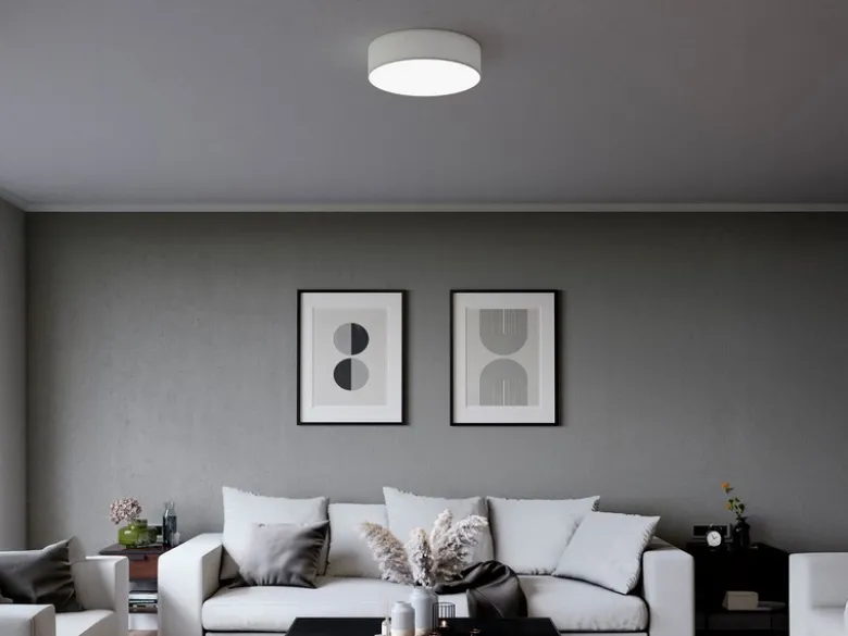 Deckenlampe CEILING DREAM, Stoff Weiß / Abdeckung satiniert, Ø 40cm