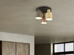 Deckenleuchte AGUDO 3-flammig Metall Lampenschirme Coffee Töne, Ø 37cm