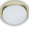Deckenleuchte / Deckenschale, Opalglas matt, Dekorring Messing poliert, Ø 30cm