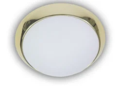 Deckenleuchte / Deckenschale, Opalglas matt, Dekorring Messing poliert, Ø 35cm