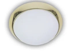 Deckenleuchte / Deckenschale, Opalglas matt, Dekorring Messing poliert, Ø 40cm
