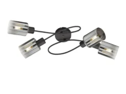 Deckenleuchte ISKA 4-flammig Schwarz mit Rauchglas, Breite 79cm