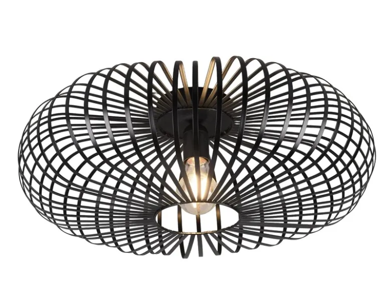 Deckenleuchte JOHANN Gitter Lampenschirm Metall in Schwarz, Ø 50cm