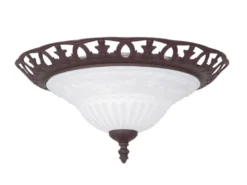 Deckenleuchte Landhausstil Rostoptik mit Glasschirm Weiß & E27 LED Ø 38cm
