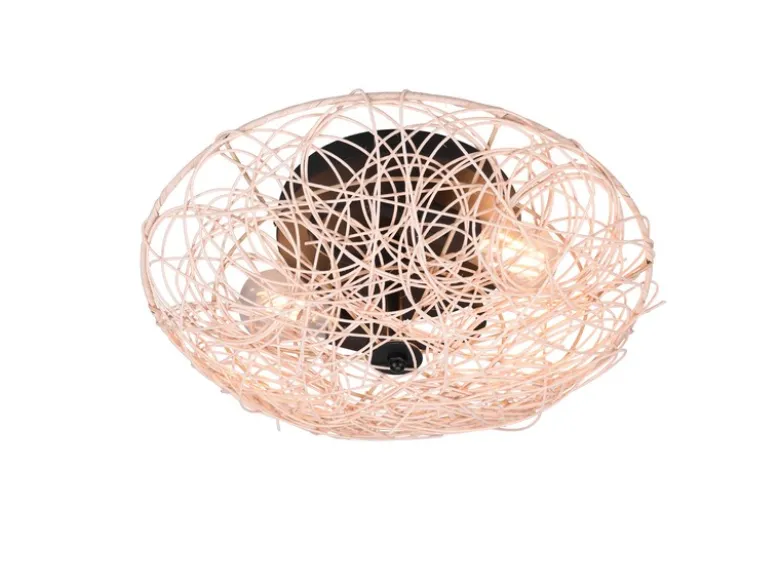 Deckenleuchte LOVIS Rattan Geflecht Natur im Boho Stil, Ø 40cm