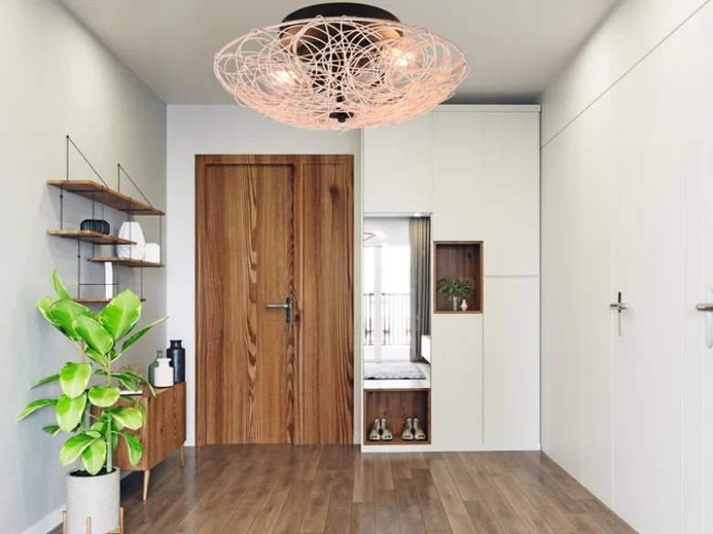 Deckenleuchte LOVIS Rattan Geflecht Natur im Boho Stil, Ø 40cm