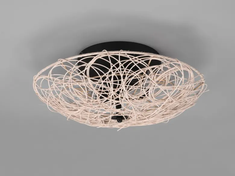 Deckenleuchte LOVIS Rattan Geflecht Natur im Boho Stil, Ø 40cm