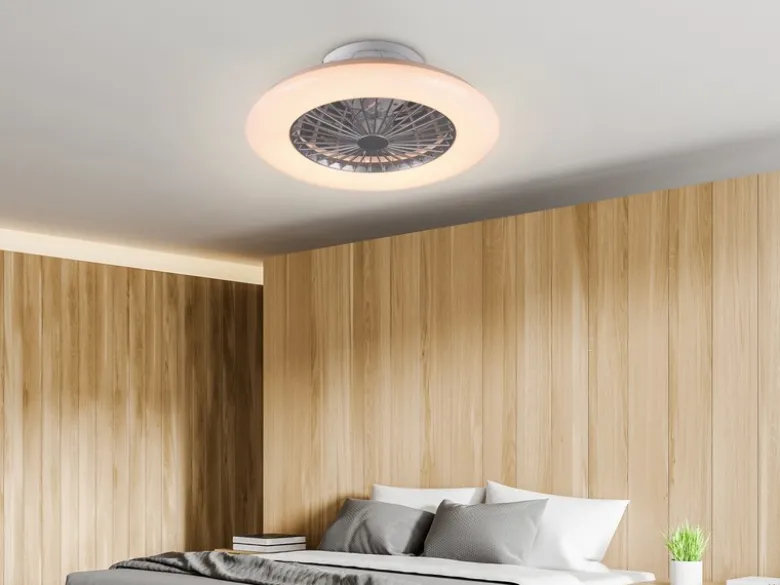 Deckenleuchte mit Ventilator dimmbar Fernbedienung & Wandhalterung Ø50cm