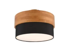 Deckenleuchte SEASONS Holzlampe mit Stoffschirm Schwarz, Ø 30cm