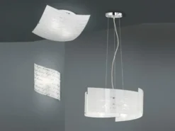 Deckenleuchte SIGNA aus Glas mit Signatur Dekor, Quadrat 30cm