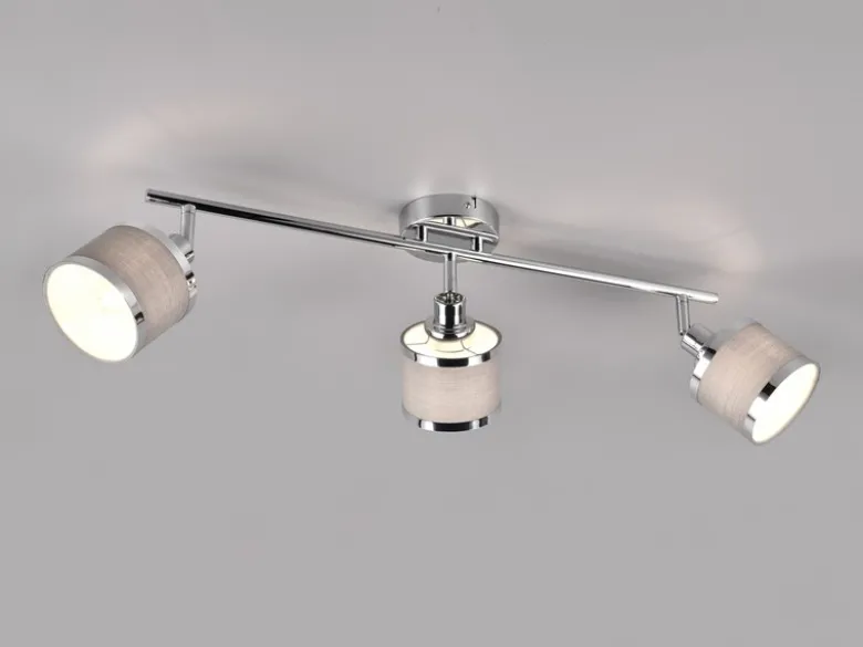 Deckenstrahler AROSA 3-flammig mit Stoffschirmen Grau, Breite 80cm