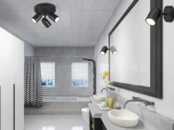 Deckenstrahler Badezimmerlampe Schwarz 3-flammig Ø 20cm inkl. GU10 LED