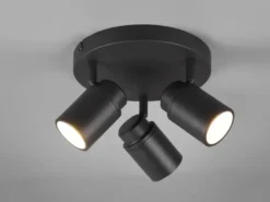 Deckenstrahler Badezimmerlampe Schwarz 3-flammig Ø 20cm inkl. GU10 LED