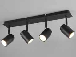 Deckenstrahler Badezimmerlampe Schwarz 4-flammig, Breite 52cm inkl. GU10 LED