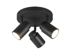 Deckenstrahler Badezimmerlampe ANGELO Schwarz 3-flammig Ø 20cm
