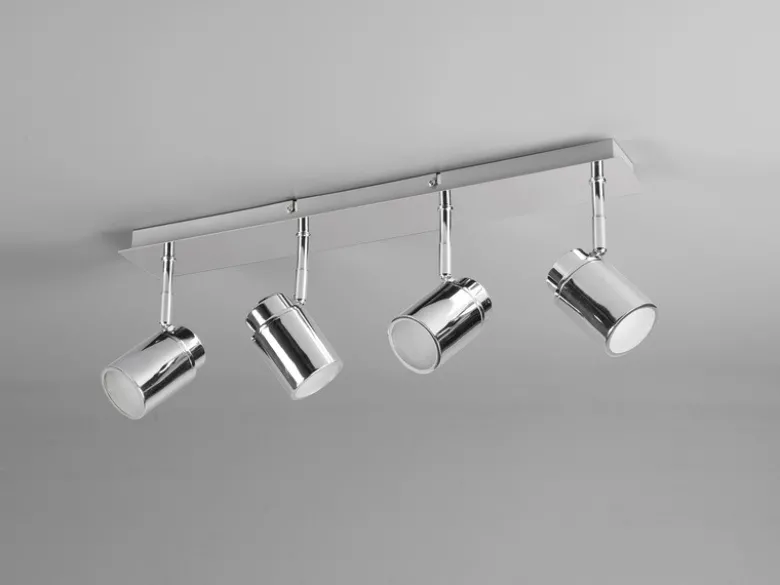 Deckenstrahler Badezimmerlampe Chrom 4-flammig, Breite 52cm inkl. GU10 LED