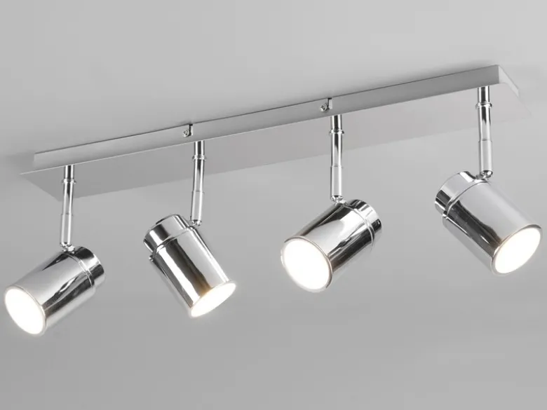 Deckenstrahler Badezimmerlampe Chrom 4-flammig, Breite 52cm inkl. GU10 LED