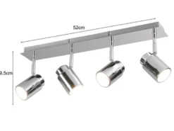 Deckenstrahler Badezimmerlampe Chrom 4-flammig, Breite 52cm inkl. GU10 LED