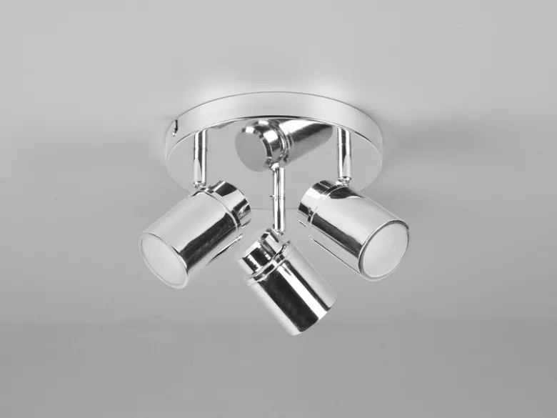 Deckenstrahler Badezimmerlampe Silber Chrom 3-flammig Ø 20cm inkl. GU10 LED