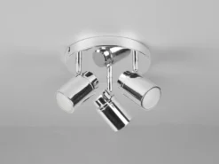 Deckenstrahler Badezimmerlampe ANGELO Silber Chrom 3-flammig Ø 20cm