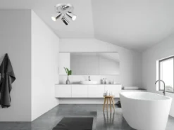 Deckenstrahler Badezimmerlampe ANGELO Silber Chrom 3-flammig Ø 20cm