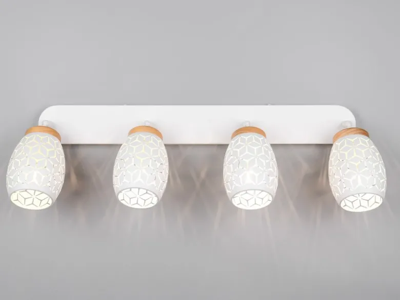 Deckenstrahler BIDAR Weiß 4-flammig mit Stanzmuster, Breite 74cm
