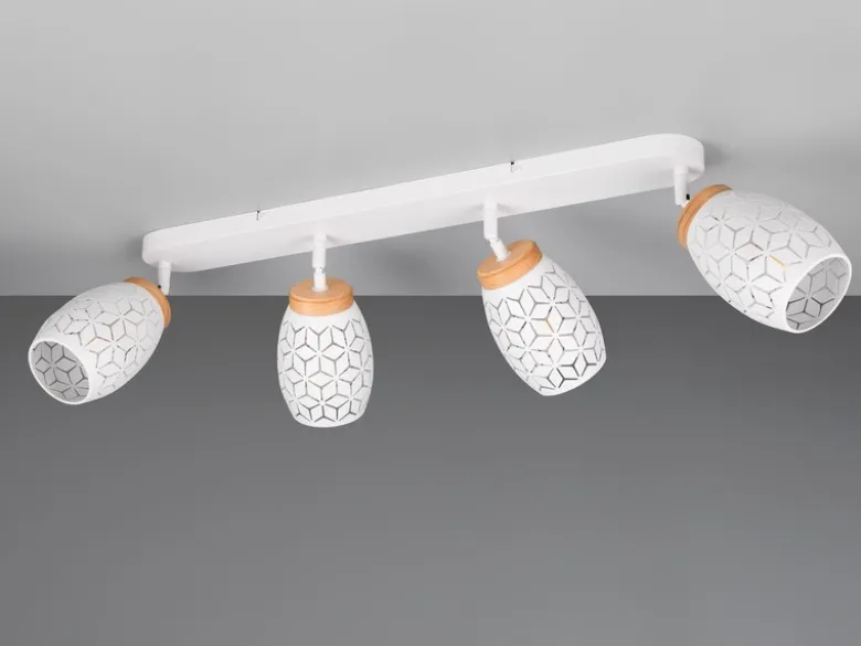 Deckenstrahler BIDAR Weiß 4-flammig mit Stanzmuster, Breite 74cm
