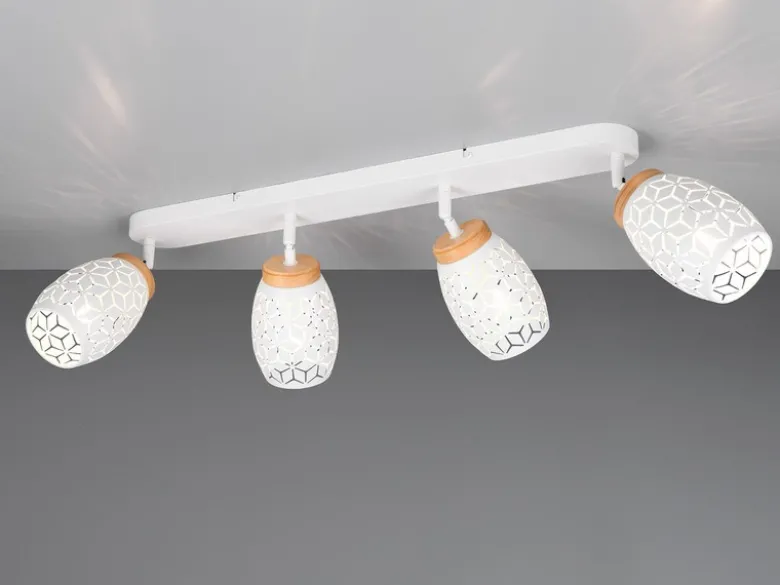 Deckenstrahler BIDAR Weiß 4-flammig mit Stanzmuster, Breite 74cm