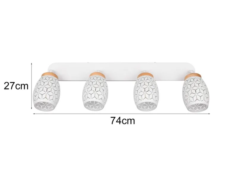 Deckenstrahler BIDAR Weiß 4-flammig mit Stanzmuster, Breite 74cm