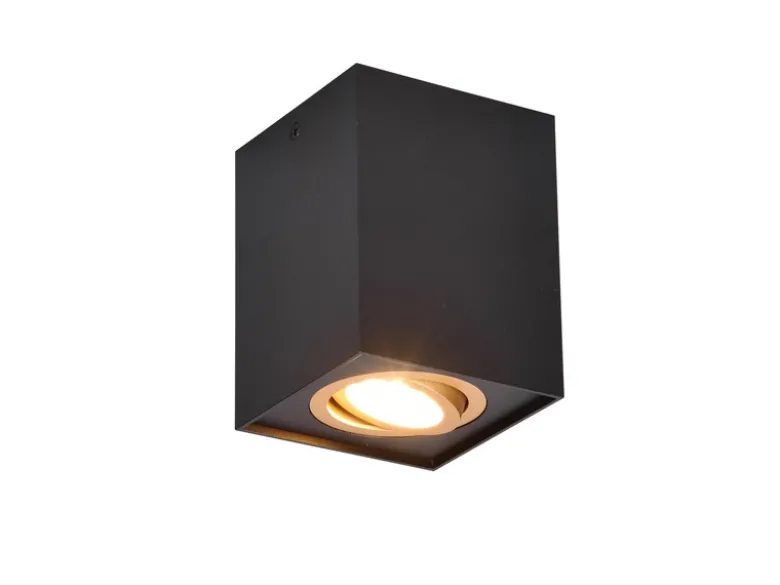 Deckenstrahler BISCUIT eckig Schwarz Gold, Breite 9,6cm