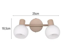 Deckenstrahler BOBA 2-flammig aus Metall in Beige mit Glasschirmen, Breite 25cm